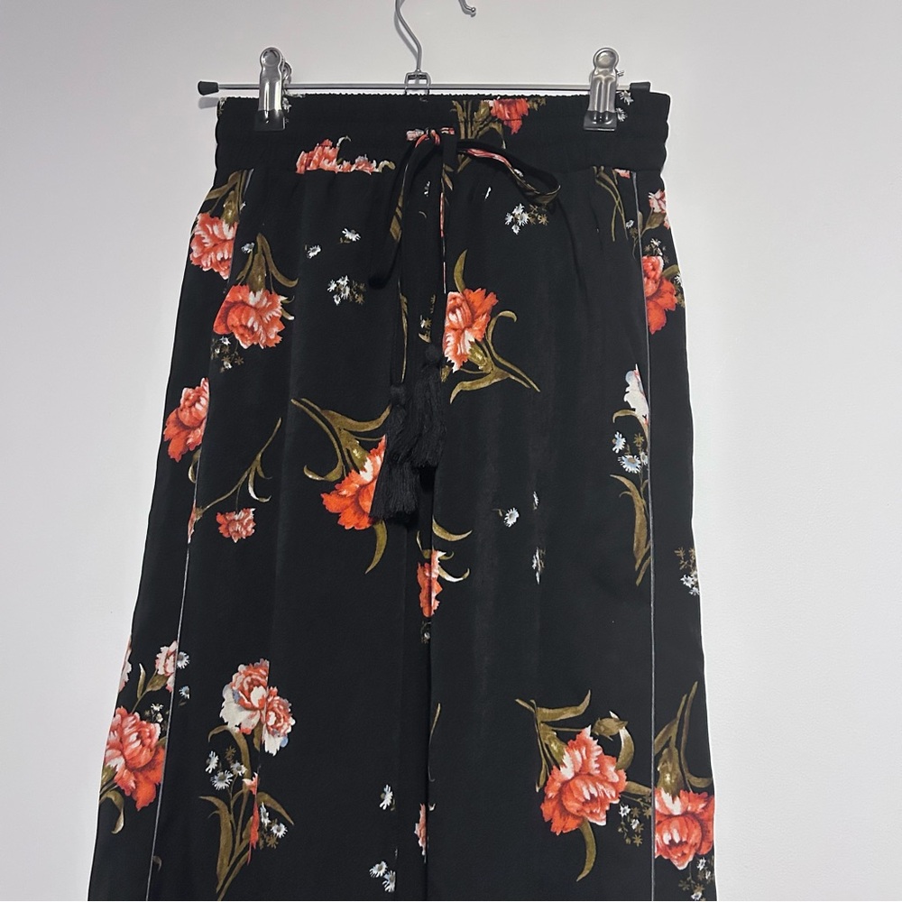 NWOT Moon River Sunset Canyon Black Floral Print Wide-Leg Pants XS $72 - Picture 8 of 10